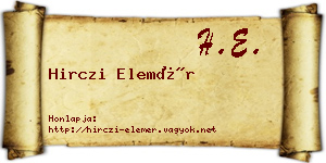 Hirczi Elemér névjegykártya
